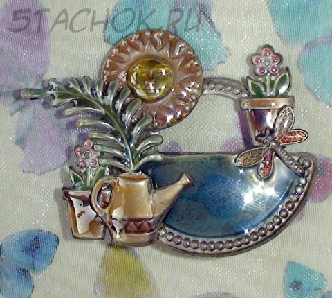 Брошь "Цветоводу" под серебряную чеканку, эмаль