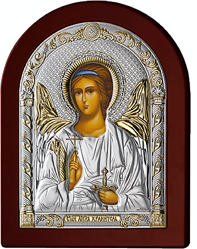 Серебряная икона Ангел Хранитель (Италия, прозрачный лак, повышенное качество!)