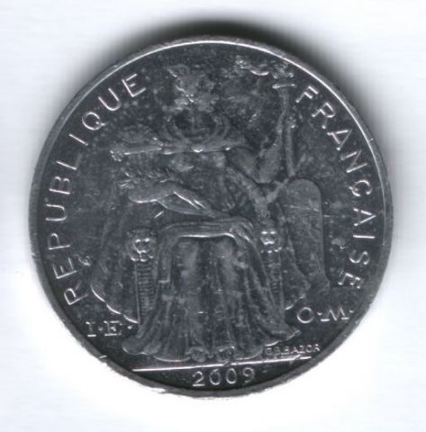 5 франков 2009 г. Французская Полинезия