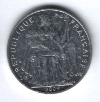5 франков 2009 г. Французская Полинезия