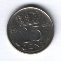 25 центов 1968 г. Нидерланды