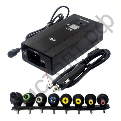 Адаптер универс. для зарядки ноутбуков с 8 переходниками ( 100W )  СЗУ + АЗУ дисплей OT-APB63