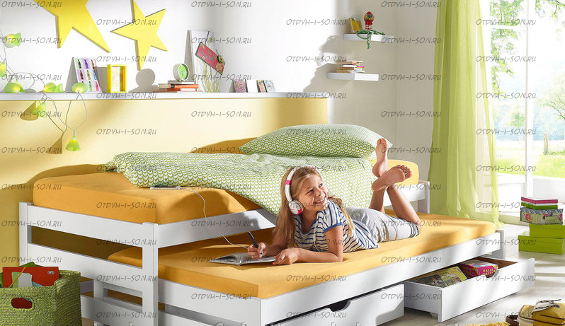 Кровать выкатная (двухъярусная) Меган №1W