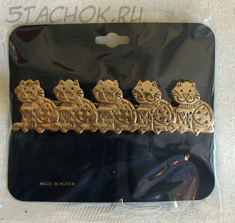 Заколка автоматическая для волос под золото "Коты"