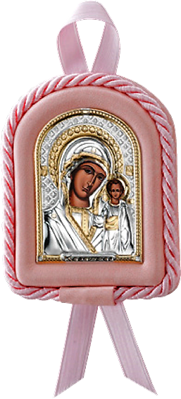 Икона Дева Мария Казанская новорожденной (серебро-гальванопалстика, Италия)