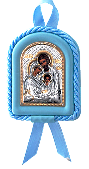 Серебряная икона Святое Семейство в колыбельку (7,5*11 см, гальванопластика, Италия) в подарочной упаковке