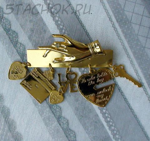 Брошь "Леди" под золото, стразы