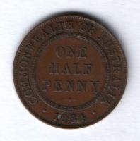 1/2 пенни 1934 г. Австралия