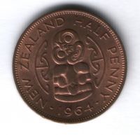 1/2 пенни 1964 г. AUNC Новая Зеландия