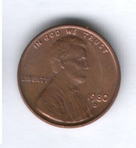 1 цент 1980 г. D США