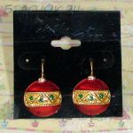 Серьги "Елочный шар" под золото, эмаль, стразы