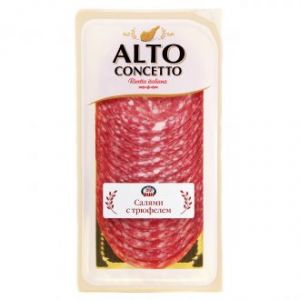 Колбаса салями с трюфелем Alto Concetto сыровяленая в нарезке - 100 г (Россия) | Salame truffle Альто Кончетто