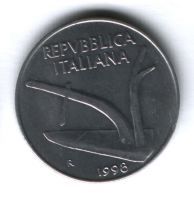 10 лир 1998 г. Италия UNC