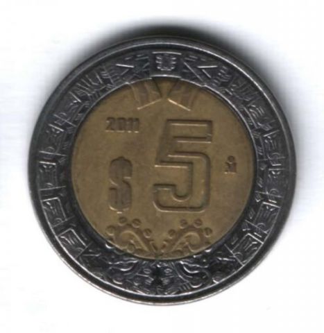 5 песо 2011 г. Мексика