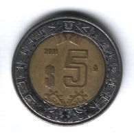 5 песо 2011 г. Мексика