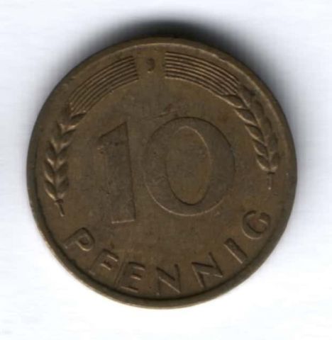 10 пфеннигов 1950 г. Германия, ФРГ, J