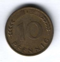 10 пфеннигов 1950 г. Германия, ФРГ, J