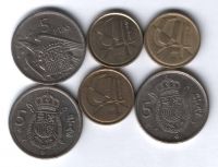 Набор монет Испания 1957-1998 г. 6 шт.