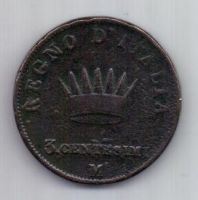 3 чентезимо 1810 г. Наполеон I. Италия