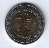 5 песо 2011 г. Мексика, UNC