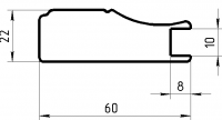 Рамочный профиль №150 паз 10  22х60 мм