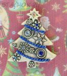 Брошь "Новогодняя елочка" под олово, блестки, эмаль, стразы