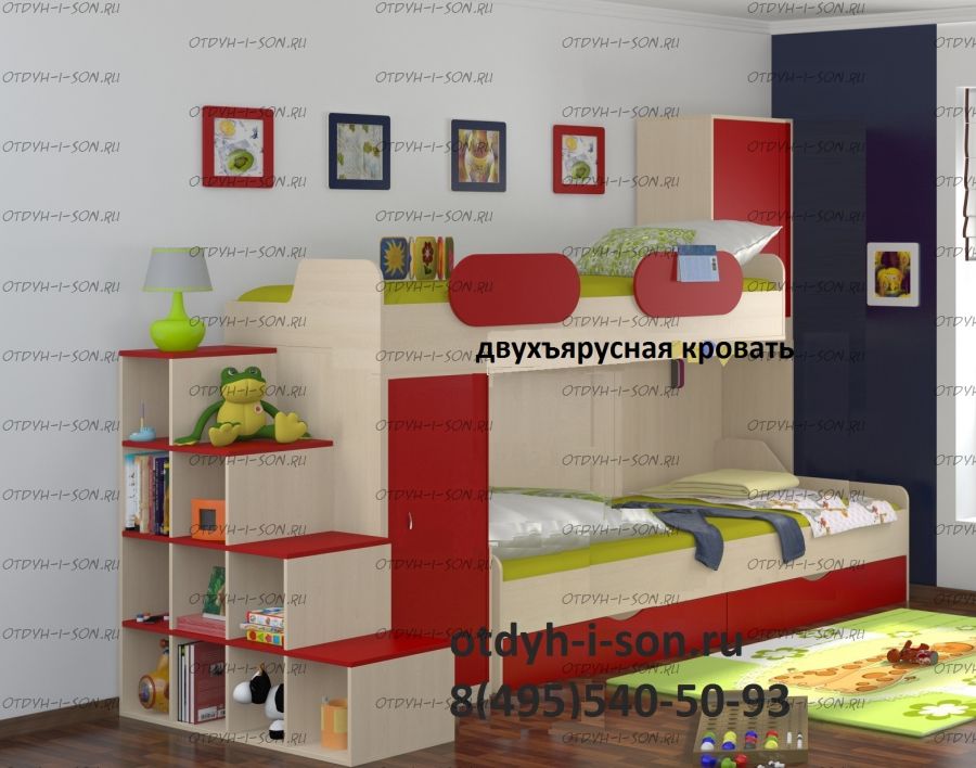 Кровать двухъярусная Дельта №18.04 с лестницей