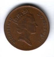 2 пенса 1991 г. Великобритания