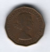 3 пенса 1953 г. редкий год Великобритания