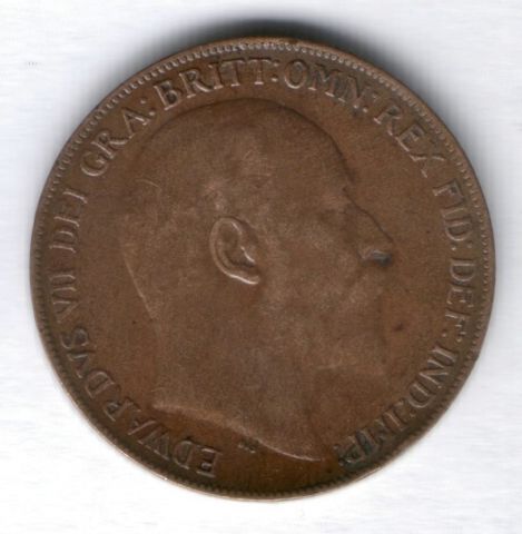 1 пенни 1909 г. Великобритания