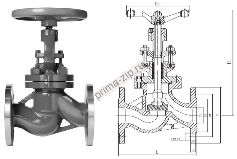 Клапан запорный 15нж65нж Ду150 Ру16