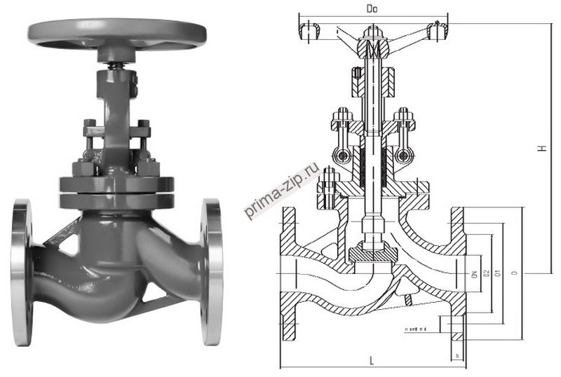 Клапан запорный 15нж65нж Ду150 Ру16