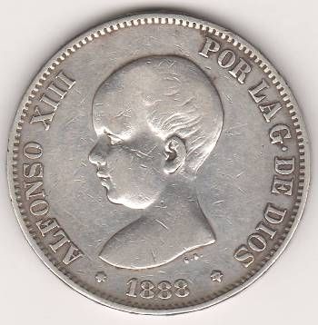 5 песет 1888 г. Испания