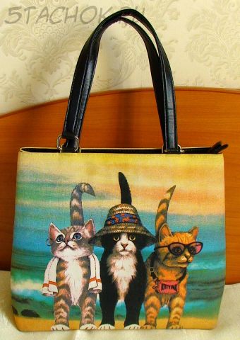 Сумочка под ручную роспись "Три котика"