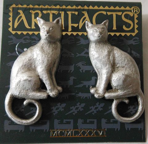 Серьги-гвоздики "Кошечки" под олово