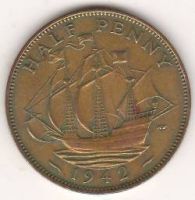 1/2 пенни 1942 г. Англия