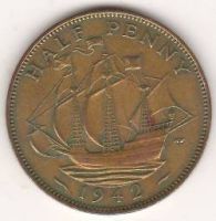 1/2 пенни 1942 г. Англия