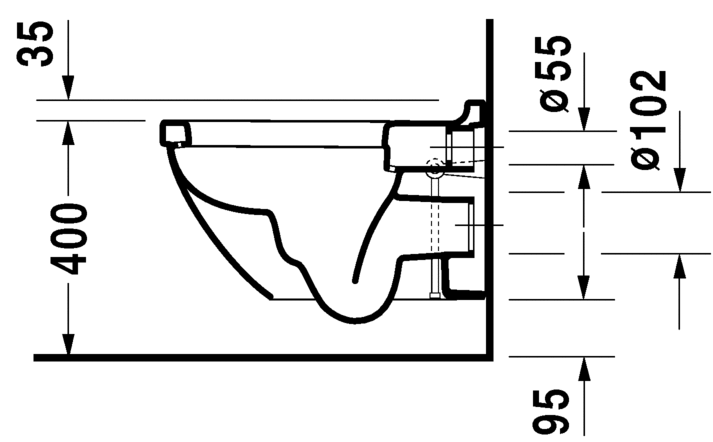 Подвесной унитаз Duravit Starck 3 422509 Комплект: 222509 + 006389 схема 2