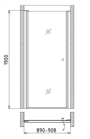 Душевая дверь Gemy New Rockcoco S03190B в нишу 90 см хром схема 2