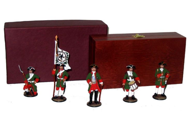 Набор миниатюр в деревянной шкатулке "Петровская дружина" (5 фигур)