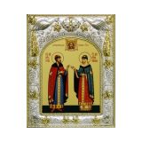 Серебряная икона именная "Петр и Феврония Муромские"