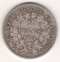 2 франка 1872 г. А Франция