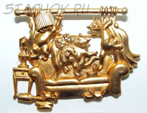 Брошь "Кошачий беспредел" под золото (бесплатная доставка из США)