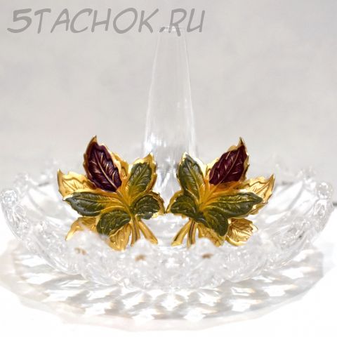 Серьги-гвоздики "Осенние листья" (США)