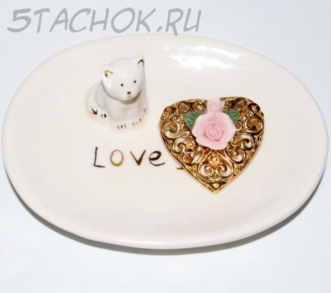 Брошь "Сердечко и розочка" (США)