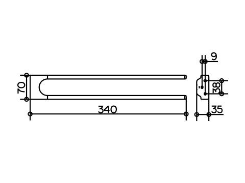 Keuco Moll Полотенцедержатель 12719 (34 см) схема 3