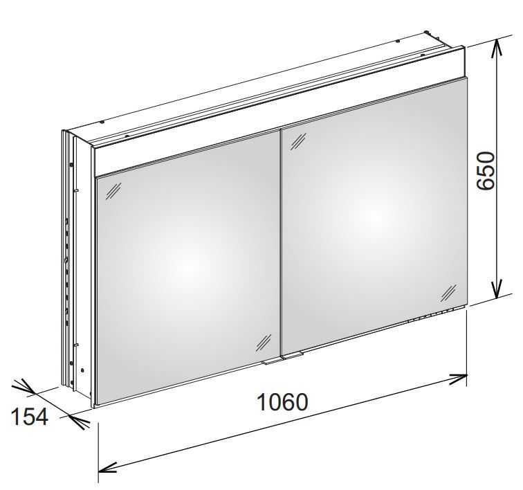 Keuco Edition 400 Зеркальный шкаф для встраиваемого монтажа 21502 106х65 схема 1