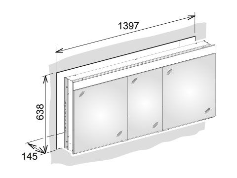 Keuco Edition 400 Зеркальный шкаф для встраиваемого монтажа 21503 141х65 ФОТО