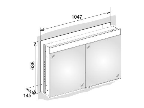 Keuco Edition 400 Зеркальный шкаф для встраиваемого монтажа 21512 106х65 схема 2