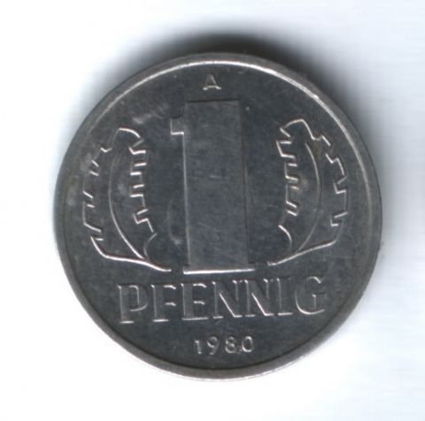 1 пфенниг 1980 г. ГДР Германия